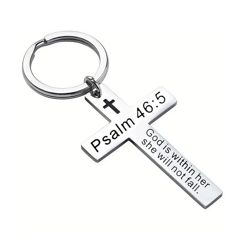 Bible Verse Cross Keychain