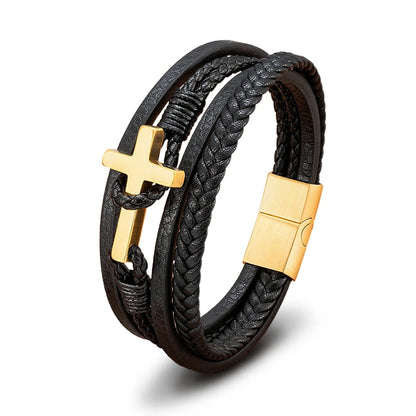 Cross Leather Bracelet
