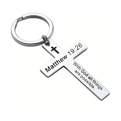 Bible Verse Cross Keychain