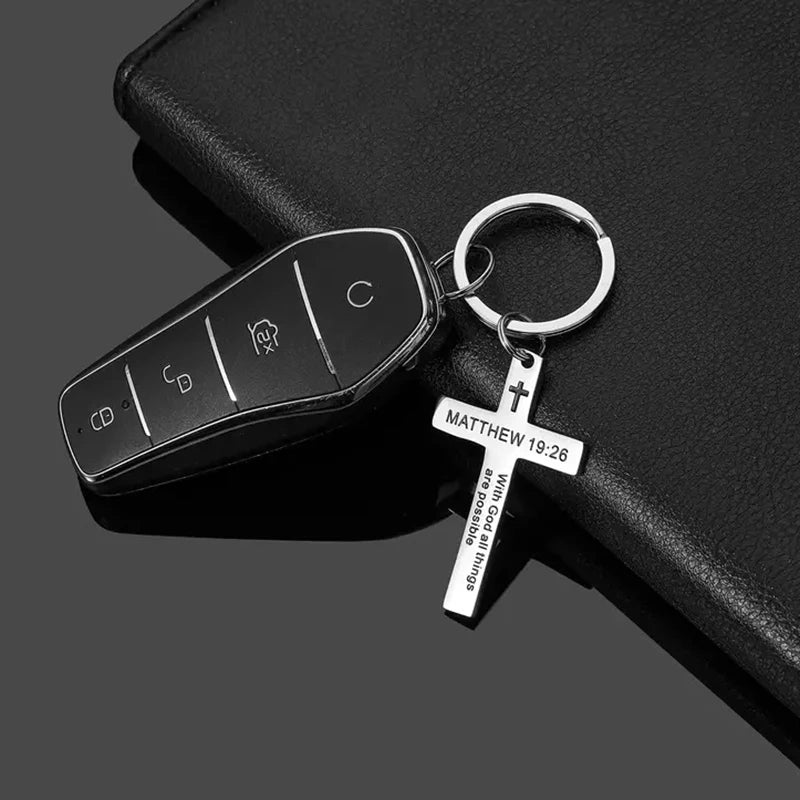 Bible Verse Cross Keychain