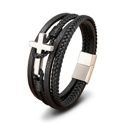 Cross Leather Bracelet