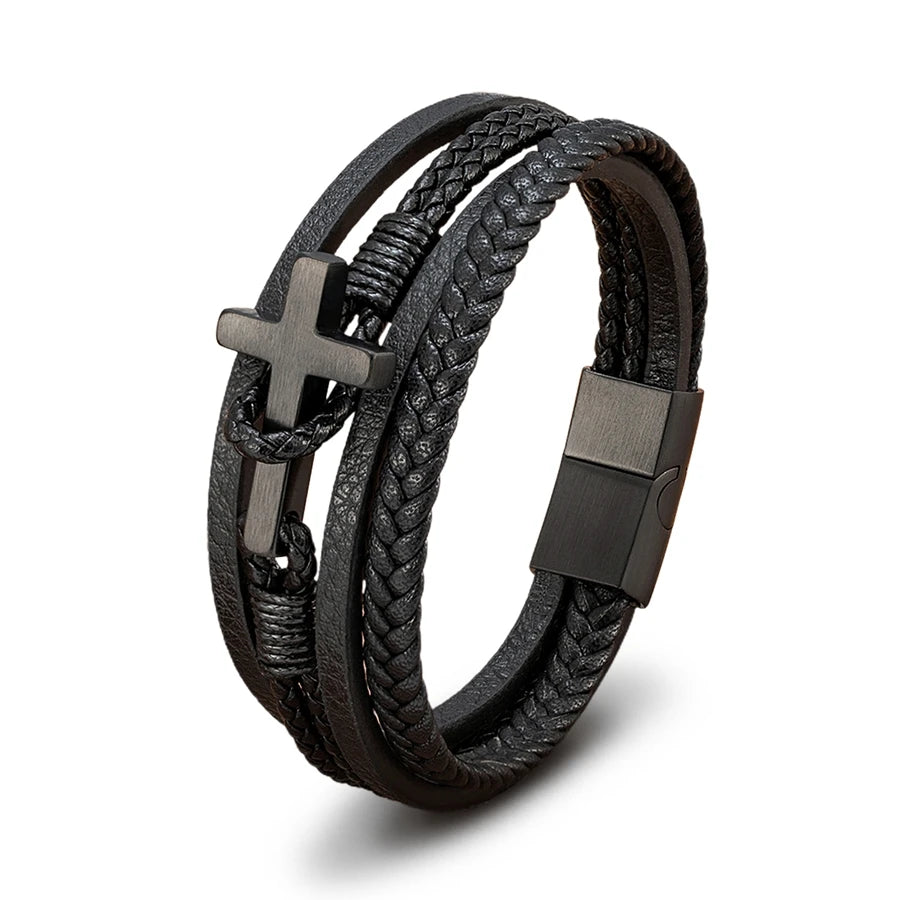 Cross Leather Bracelet