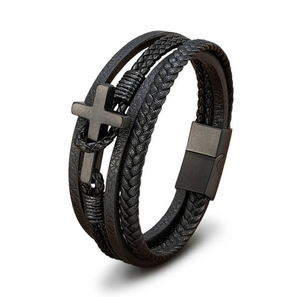 Cross Leather Bracelet