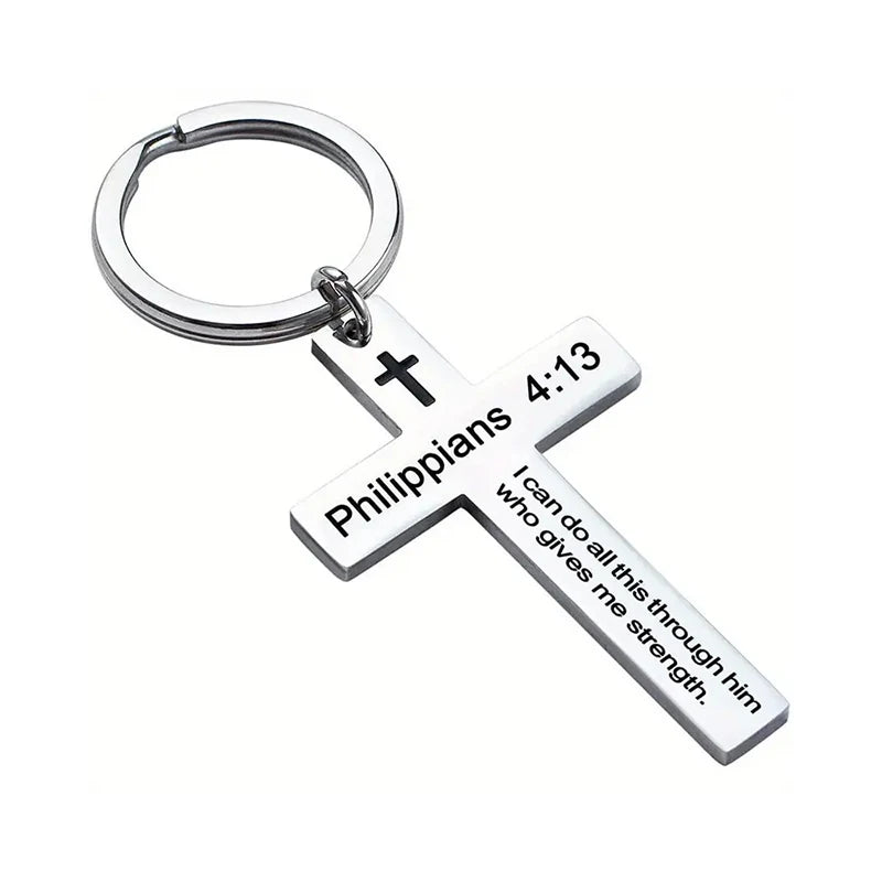 Bible Verse Cross Keychain