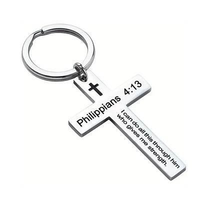 Bible Verse Cross Keychain
