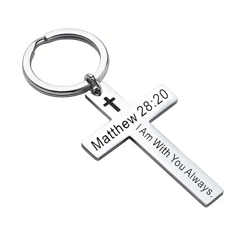 Bible Verse Cross Keychain