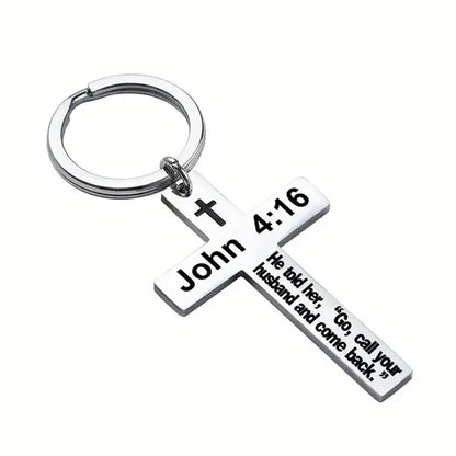 Bible Verse Cross Keychain