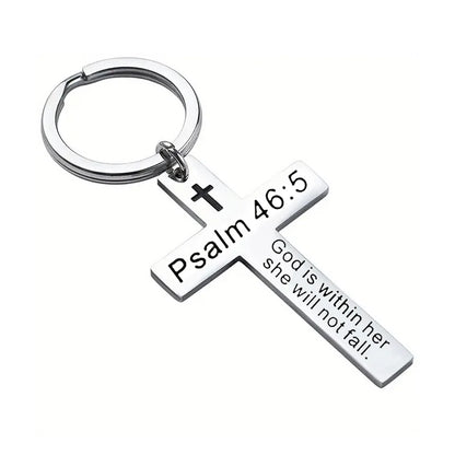 Bible Verse Cross Keychain