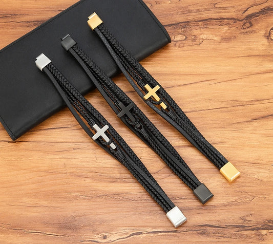 Cross Leather Bracelet
