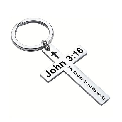 Bible Verse Cross Keychain